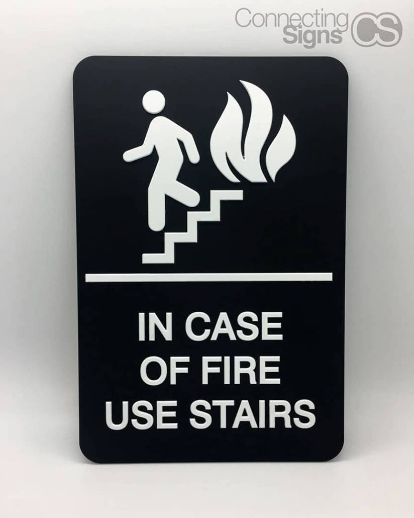 In case of fire use stairs sign