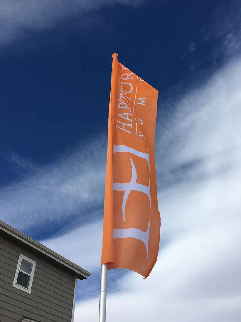 orange outdoor promotional flag banner