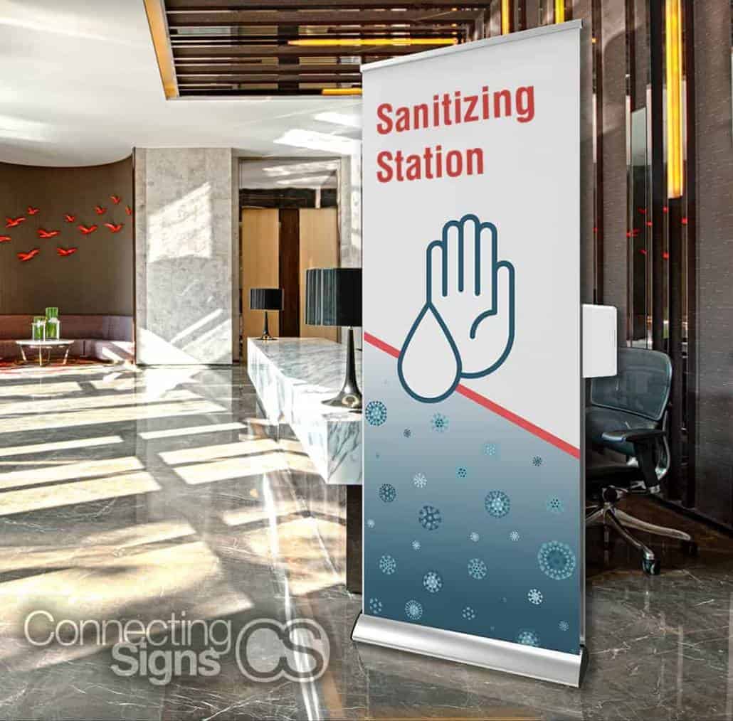 sanitizing station banner