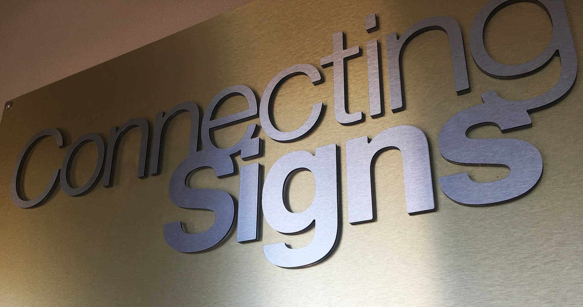 Brushed Gold Lobby Sign - Connecting Signs