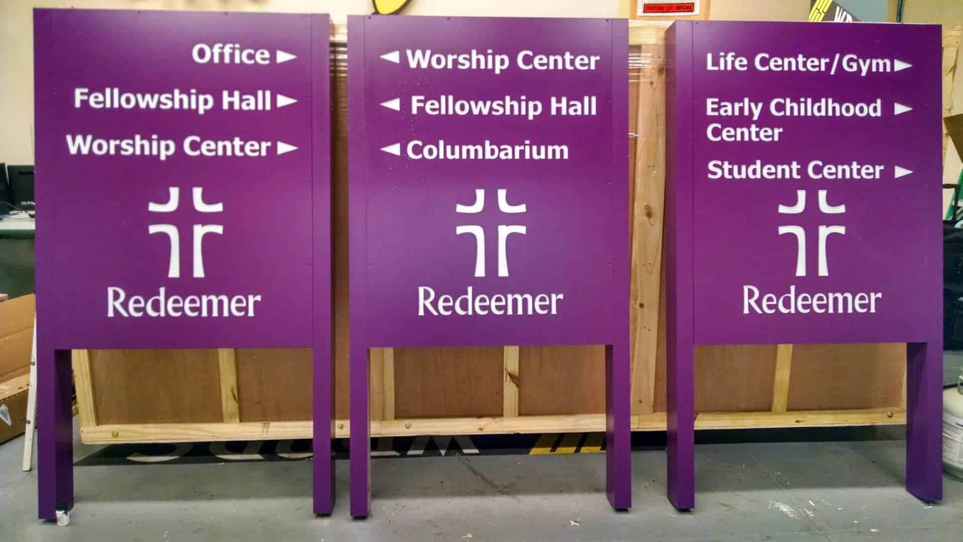worship center directional signs