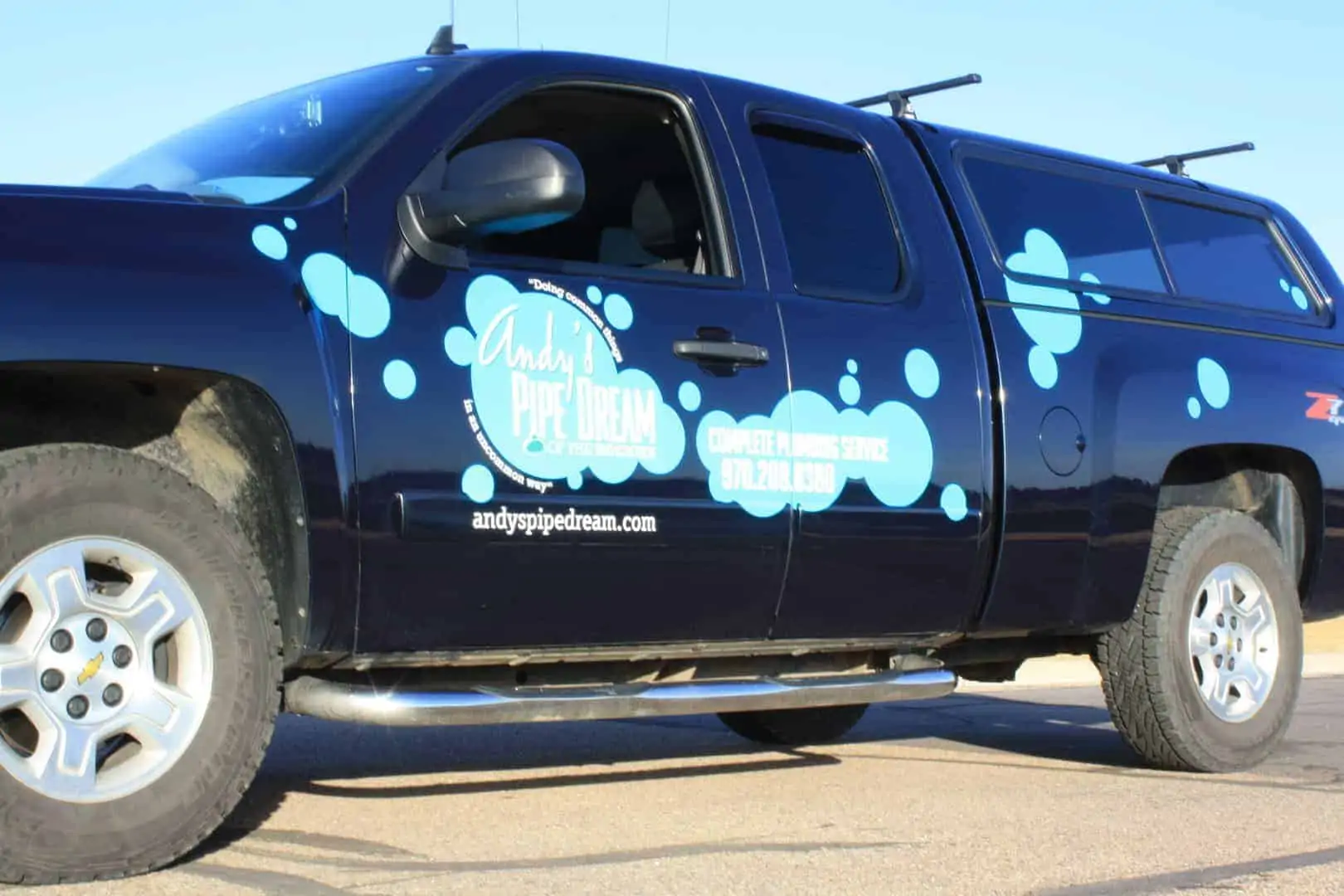 Andy's Pipe Dream uses 3M's reflective vehicle graphics to make his message stand out day or night