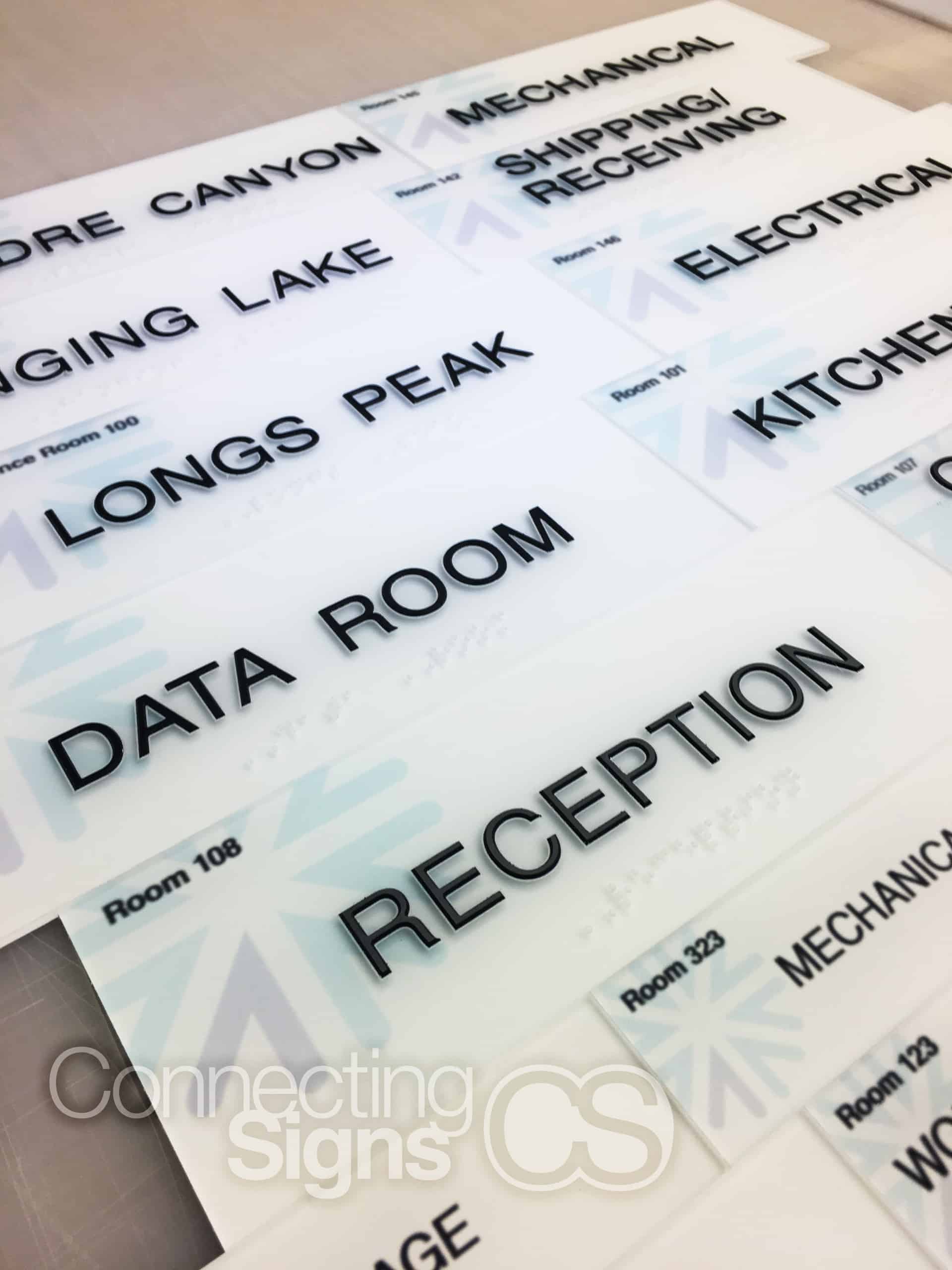 Custom ADA Indoor Room Signs and reception signs - Connecting Signs