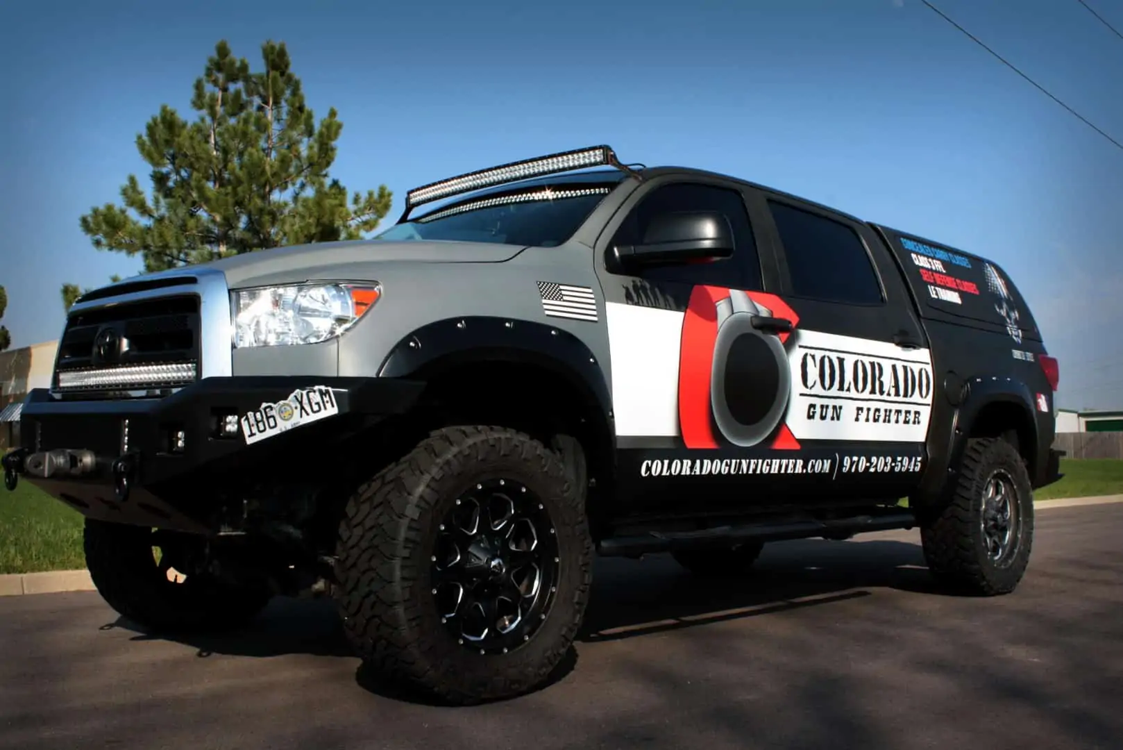 Colorado Gun Fighter's custom matte truck wrap
