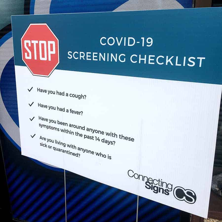 covid 19 screening checklist sign