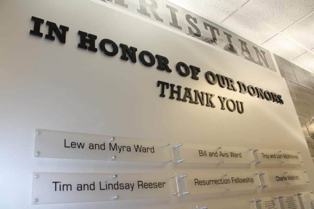 donor wall dimensional letters