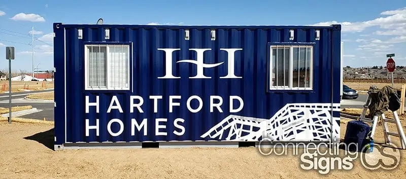 repurposed shipping container office wrap graphics