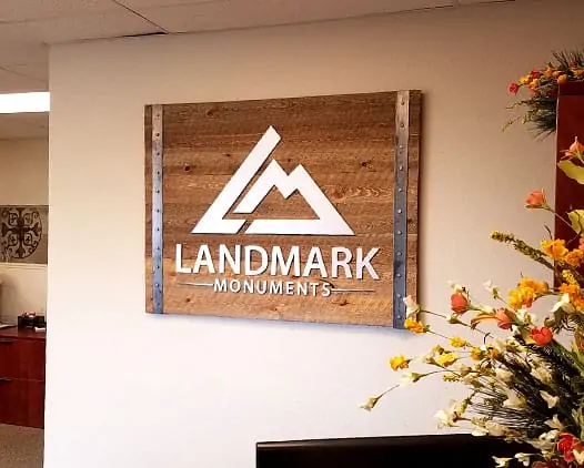 wooden lobby sign