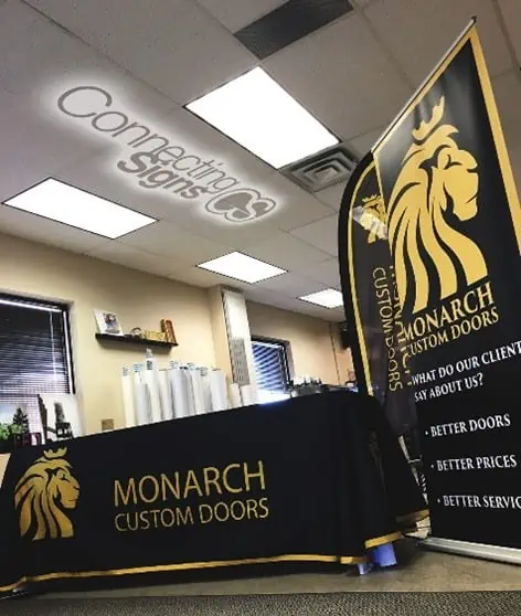 Trade Show Display with table cover and banner